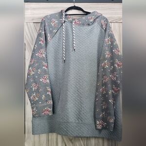 Maurices Gray Quilted Hoodie with Floral Accents